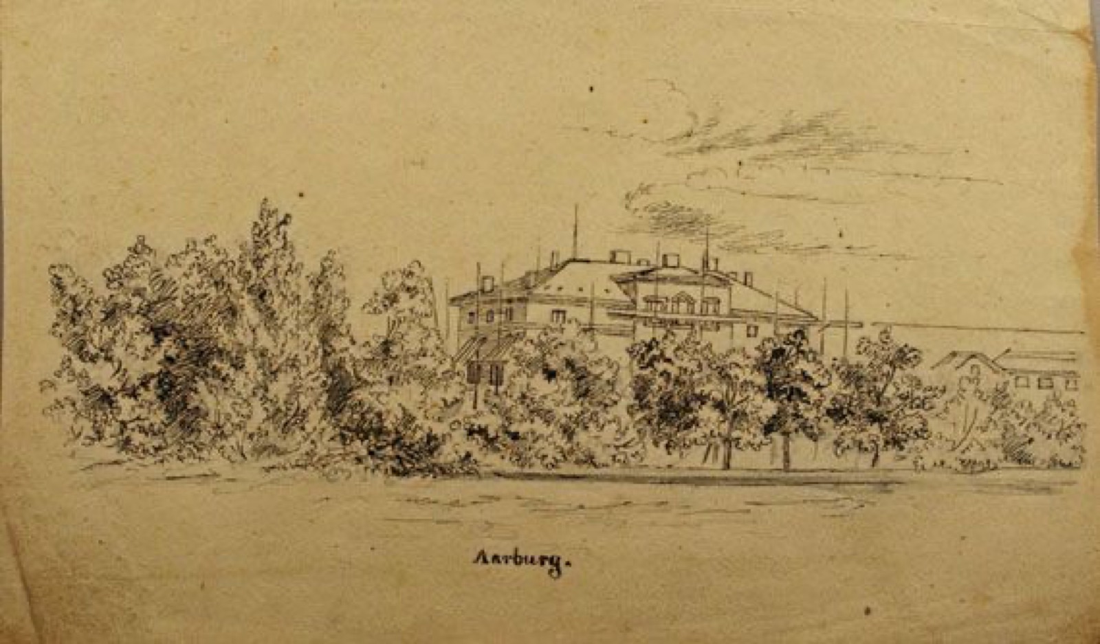 Karl Jauslin (1842-1904) - Federzeichnung, Aarburg, Aarburg Castle