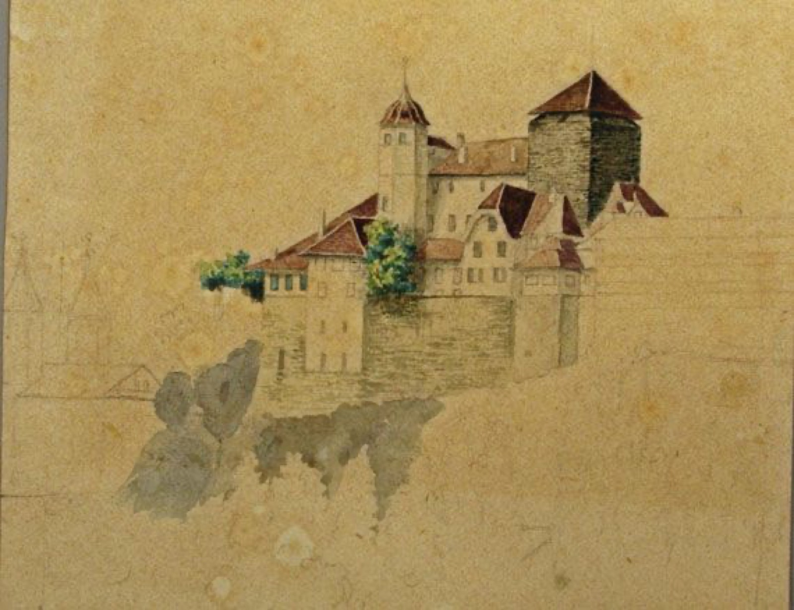 Karl Jauslin (1842-1904) - Zeichnung, Aarburg, Aarburg Castle