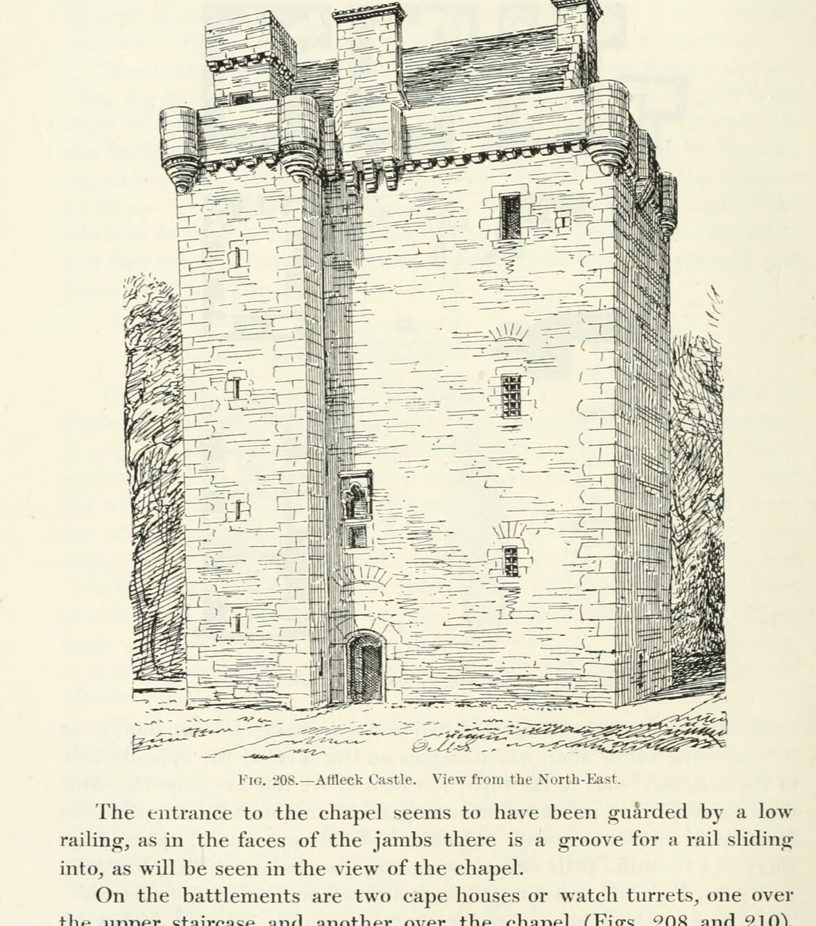 Fig. 208. — Affleck Castle. View from the North-East., Affleck Castle