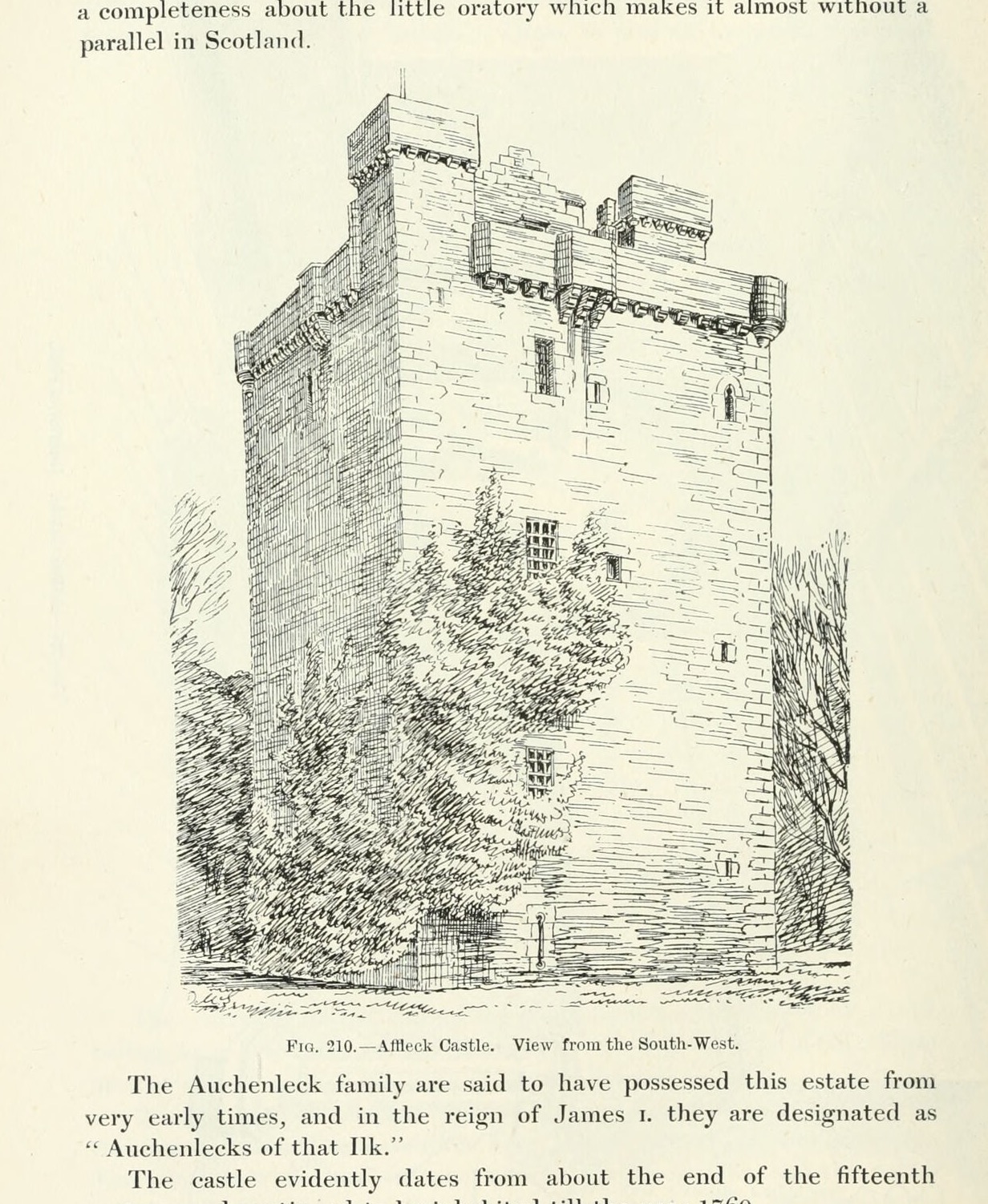 Fig. 210. — Affleck Castle. View from the South-West., Affleck Castle