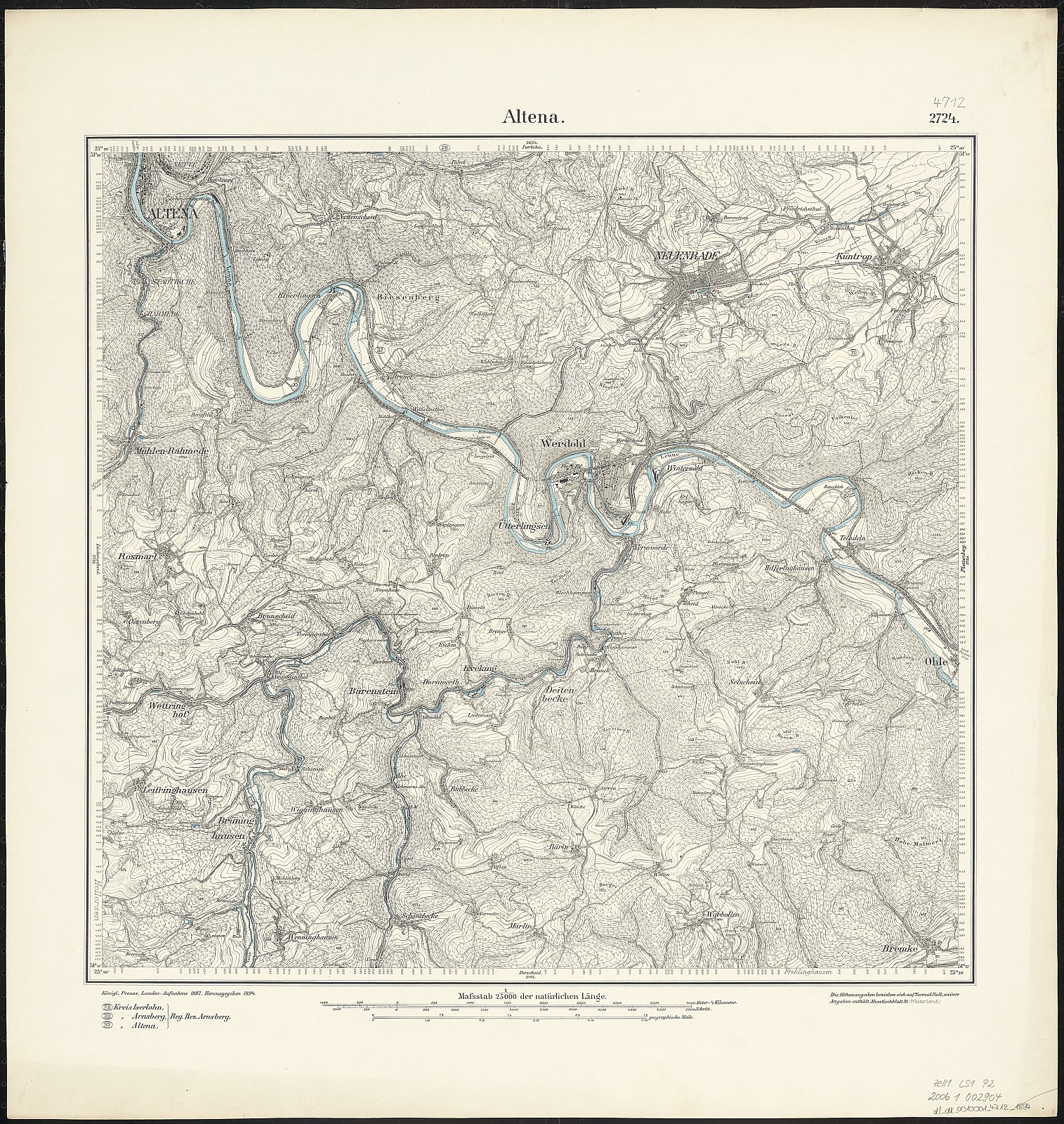 Measuring table sheet 2724: Altena, 1894, Altena Castle