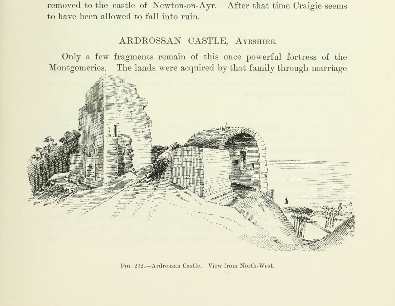 Fig. 232.—Ardrossan Castle. View from North-West., Ardrossan Castle