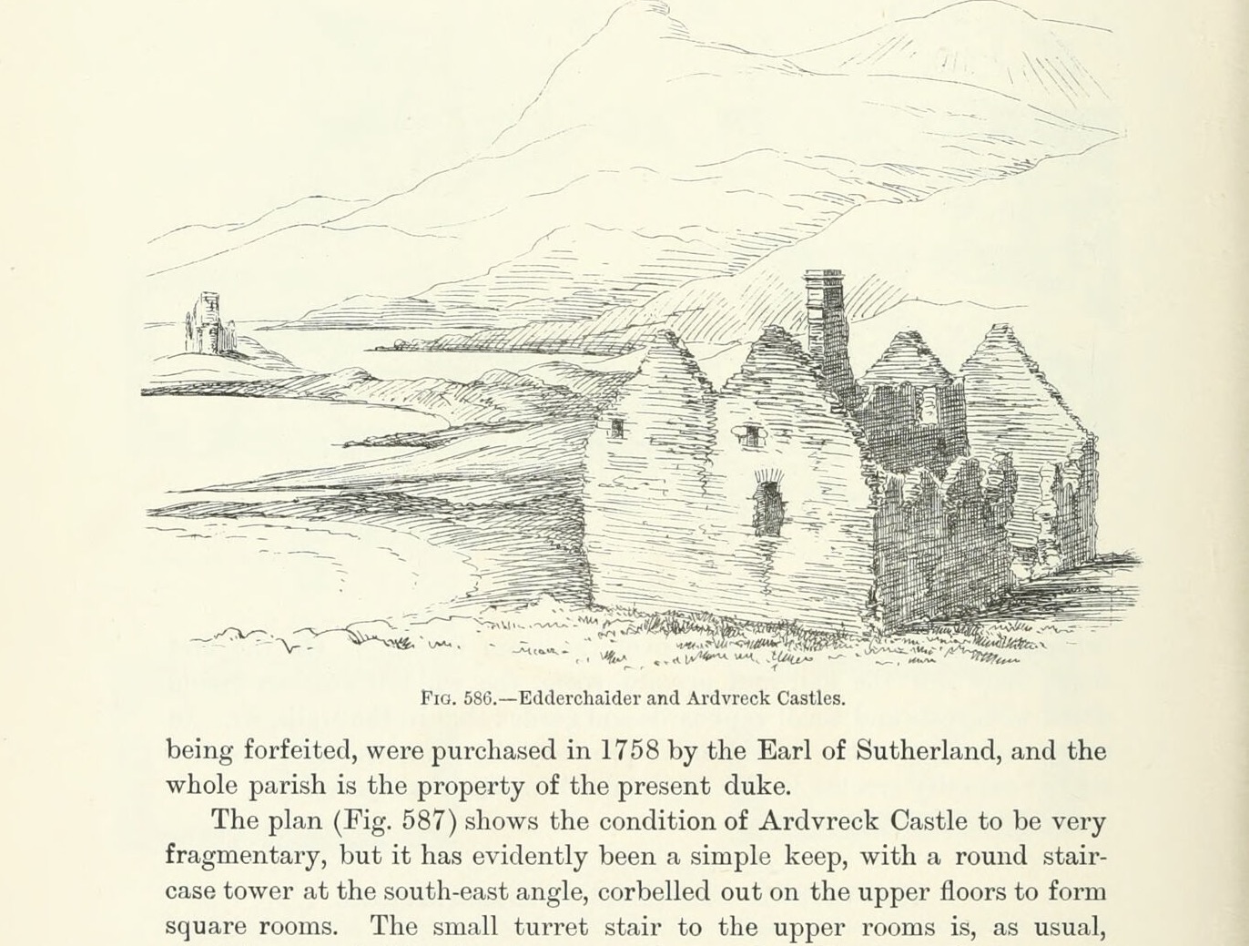 Fig. 586.—Edderchalder and Ardvreck Castles., Ardvreck Castle