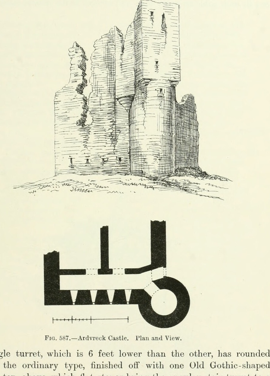 Fig. 587. — Ardvreck Castle. Plan and View., Ardvreck Castle