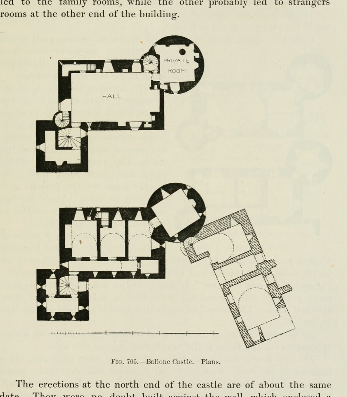Fig. 705. — Ballone Castle. Plans., Ballone Castle