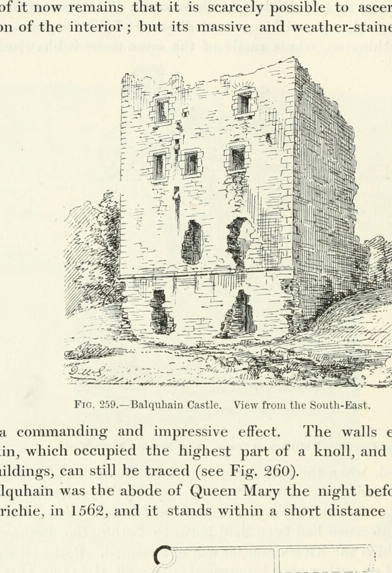 Fig. 259.—Balquhain Castle. View from the South-East., Balquhain Castle