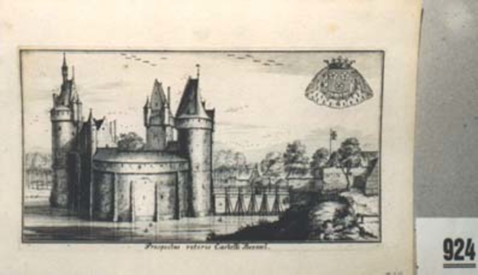 Gravure "Prospectus veteris Castelli Beersel" op papier, Beersel Castle