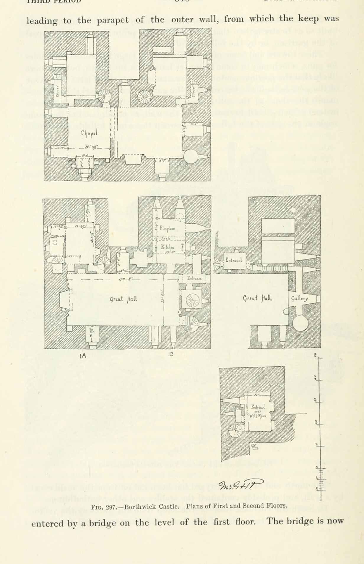 FIG. 297.—Borthwick Castle. Plans of First and Second Floors., Borthwick Castle
