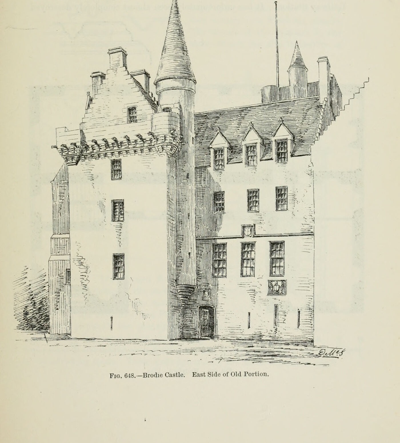 Fig. 648. — Brodie Castle. East Side of Old Portion., Brodie Castle