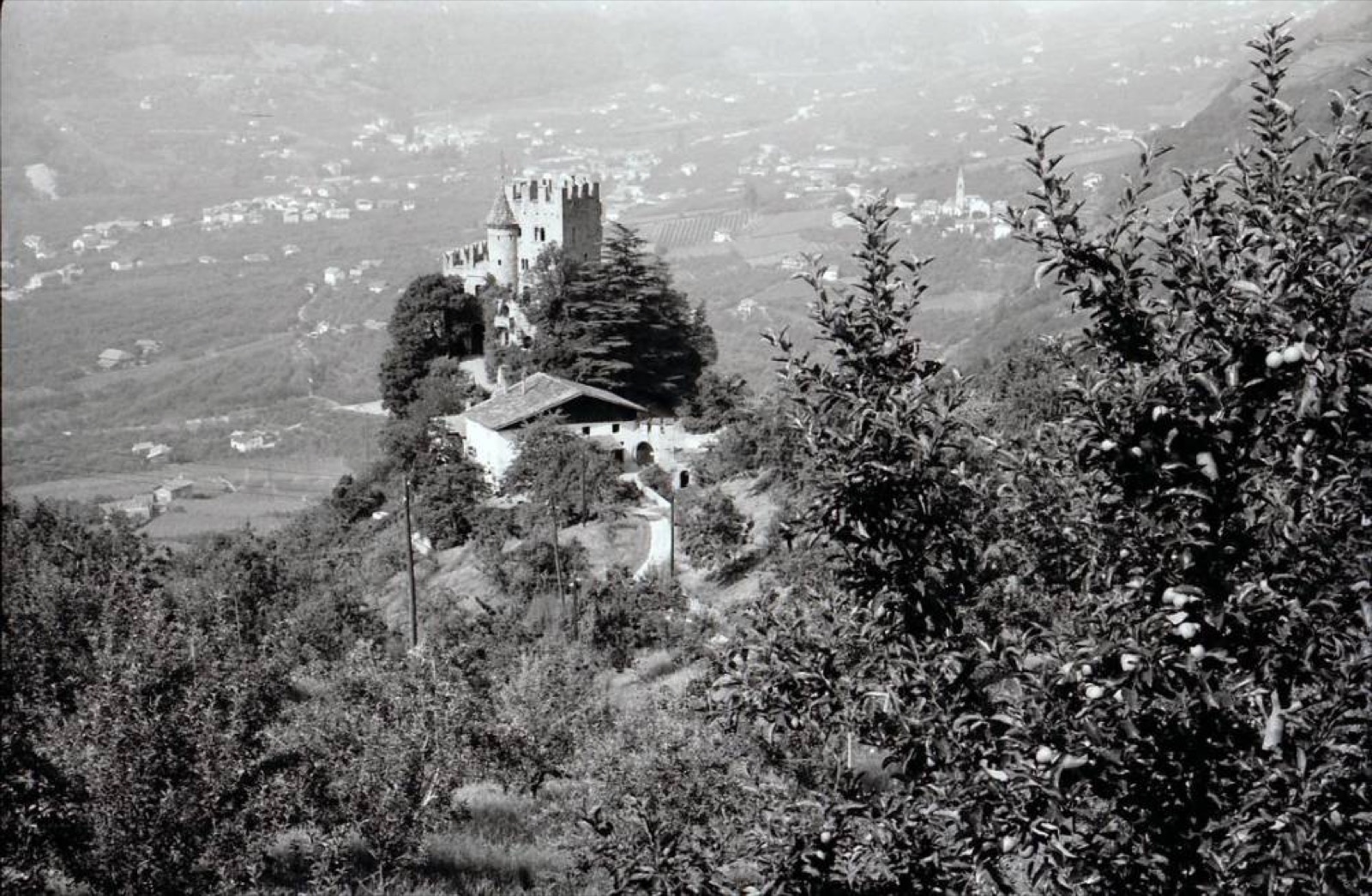 Dorf Tirol: Brunnenburg von oben, Brunnenburg