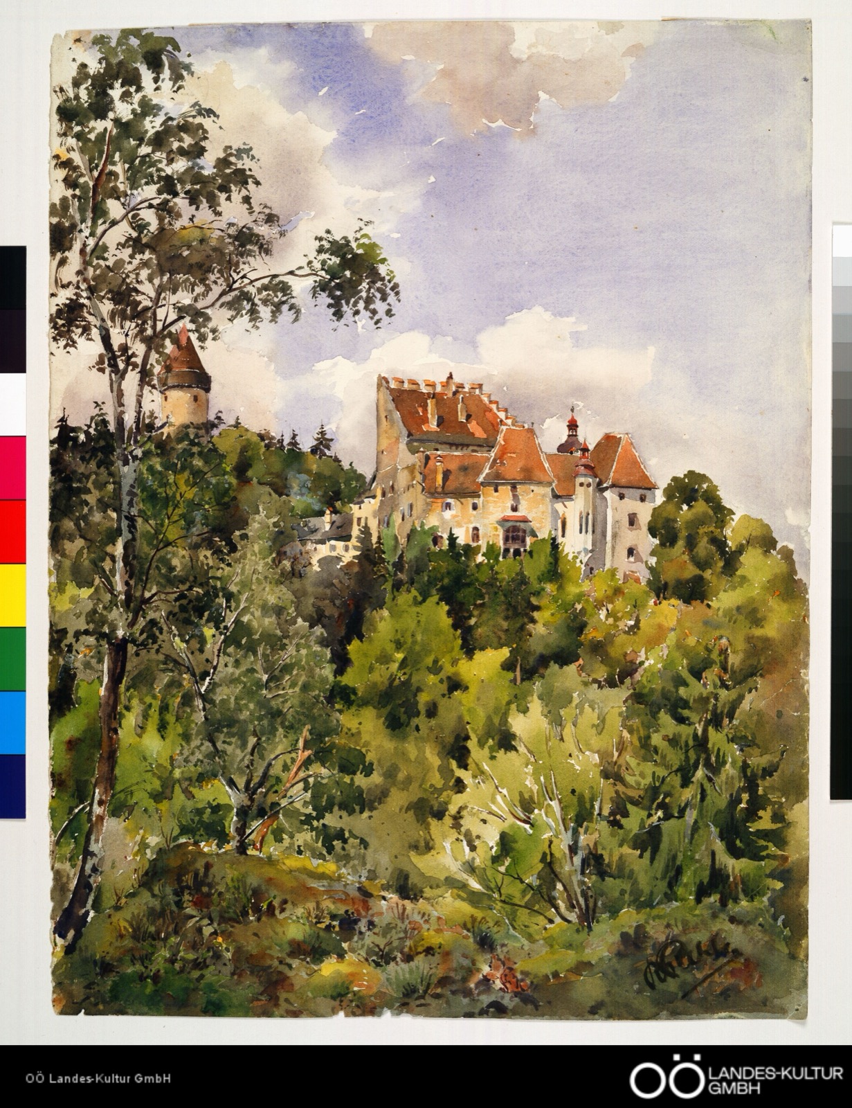 Blick auf Burg Clam, Burg Clam
