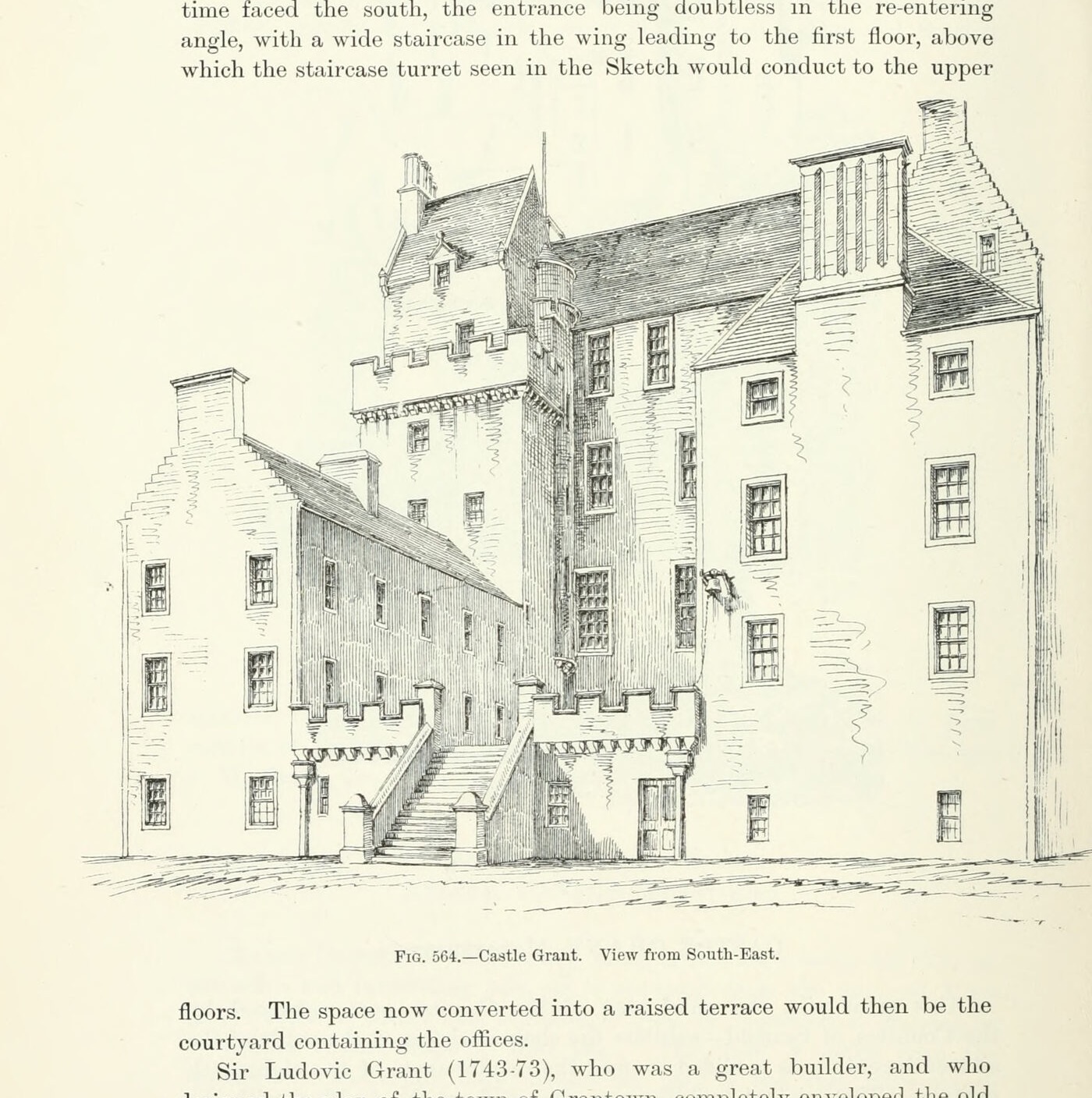 Fig. 564.—Castle Grant. View from South-East., Castle Grant