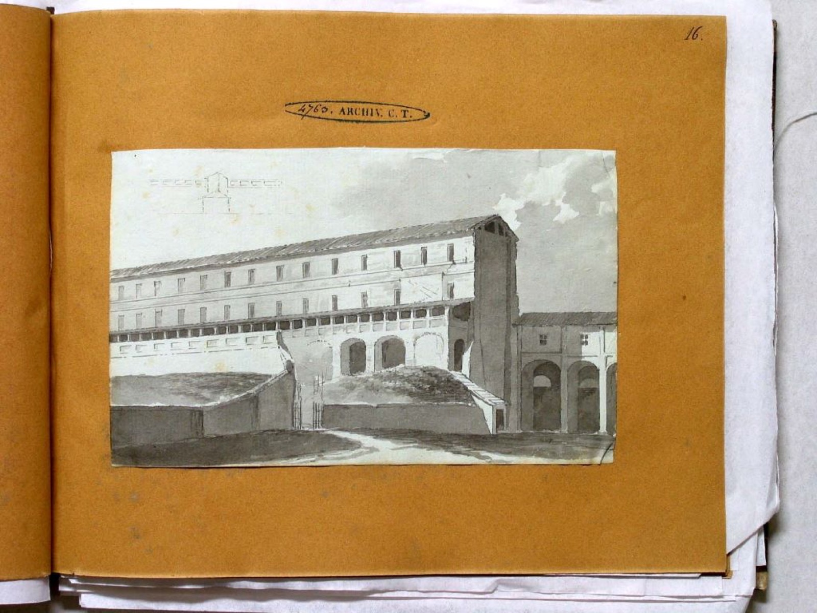 Ala lunga dell'antico castello di Rivoli detta la Galera con terrapieno di fronte, Castle of Rivoli