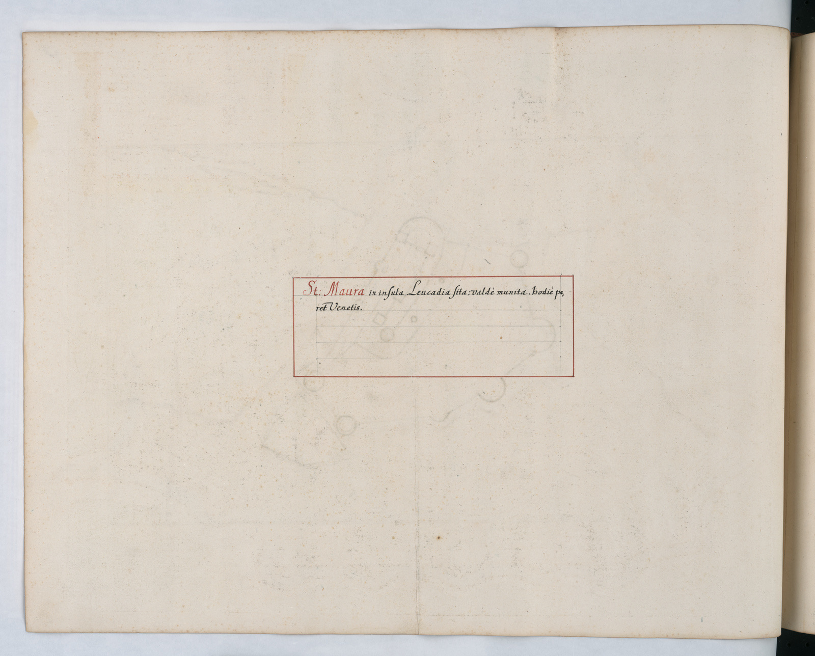Fortification plan of Lefkada, Greece (it: Santa Maura), hand drawing, before 1695, Castle of Santa Maura