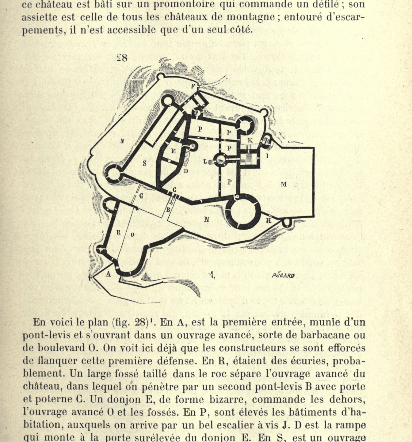 En voici le plan (fig. 28), Château de Bonaguil