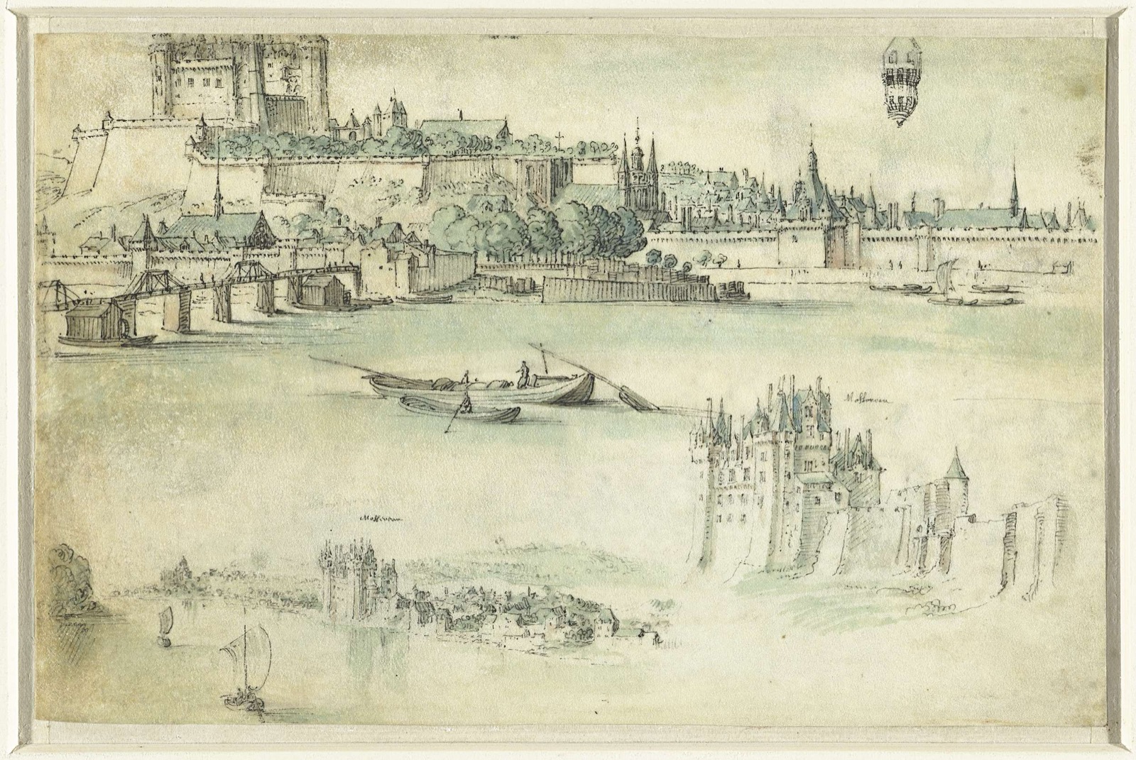 Loire-landschap met de kastelen Saumur en Montsoreau, Château de Montsoreau