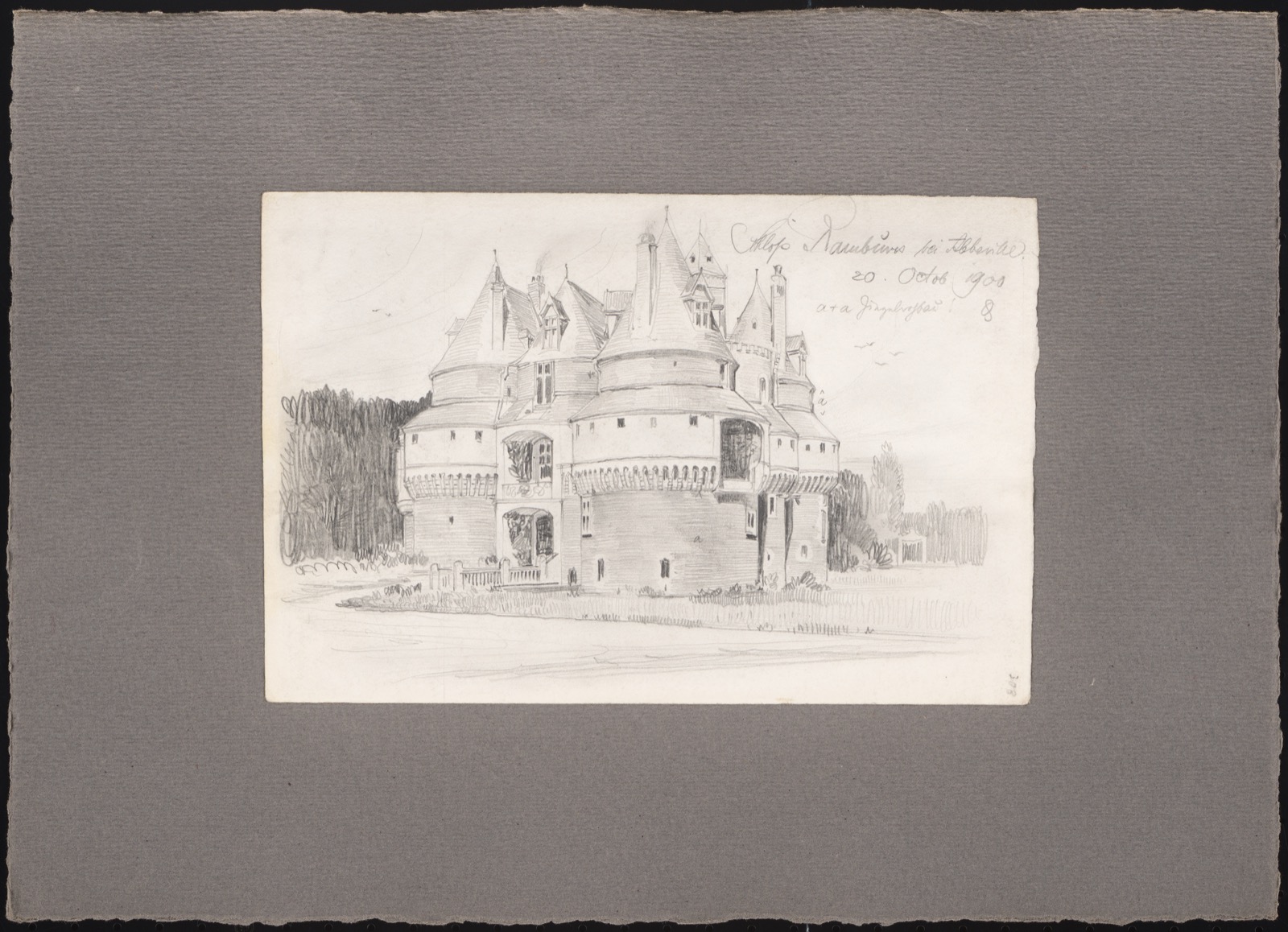 Reiseskizzen aus Italien: Abbeville: Schloss Rambures (Perspektivische Ansicht), Château de Rambures