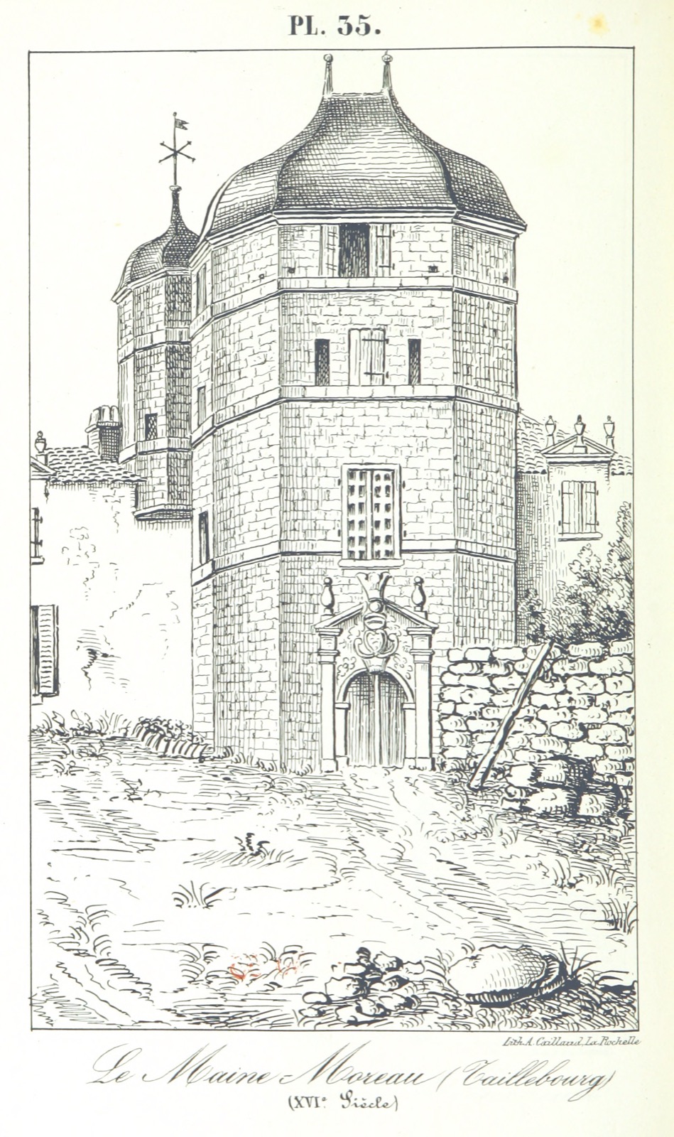 Taillebourg from "Musée Anaïs, ou choix de vues des monumens historiques de la Saintonge et de l'Aunis"., Château de Taillebourg