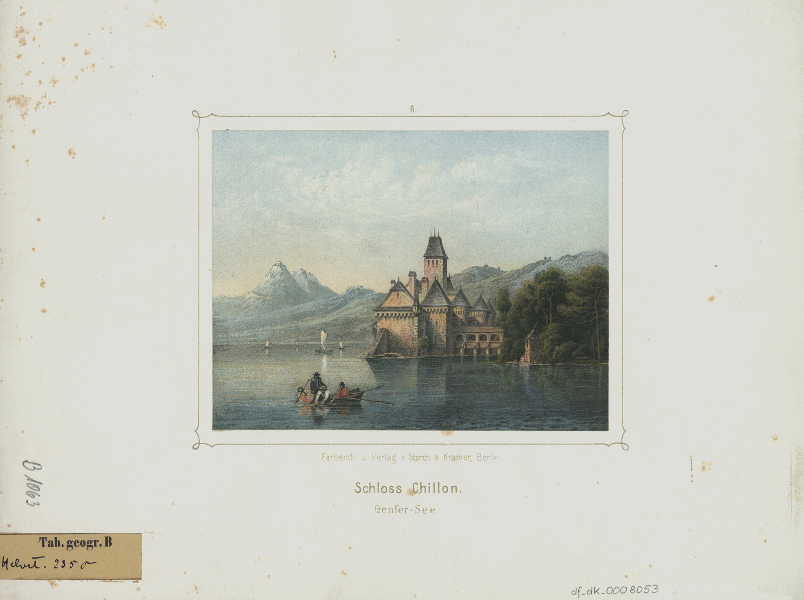 Ansicht von Schloss Chillon, Farbendruck, um 1870, Chillon Castle