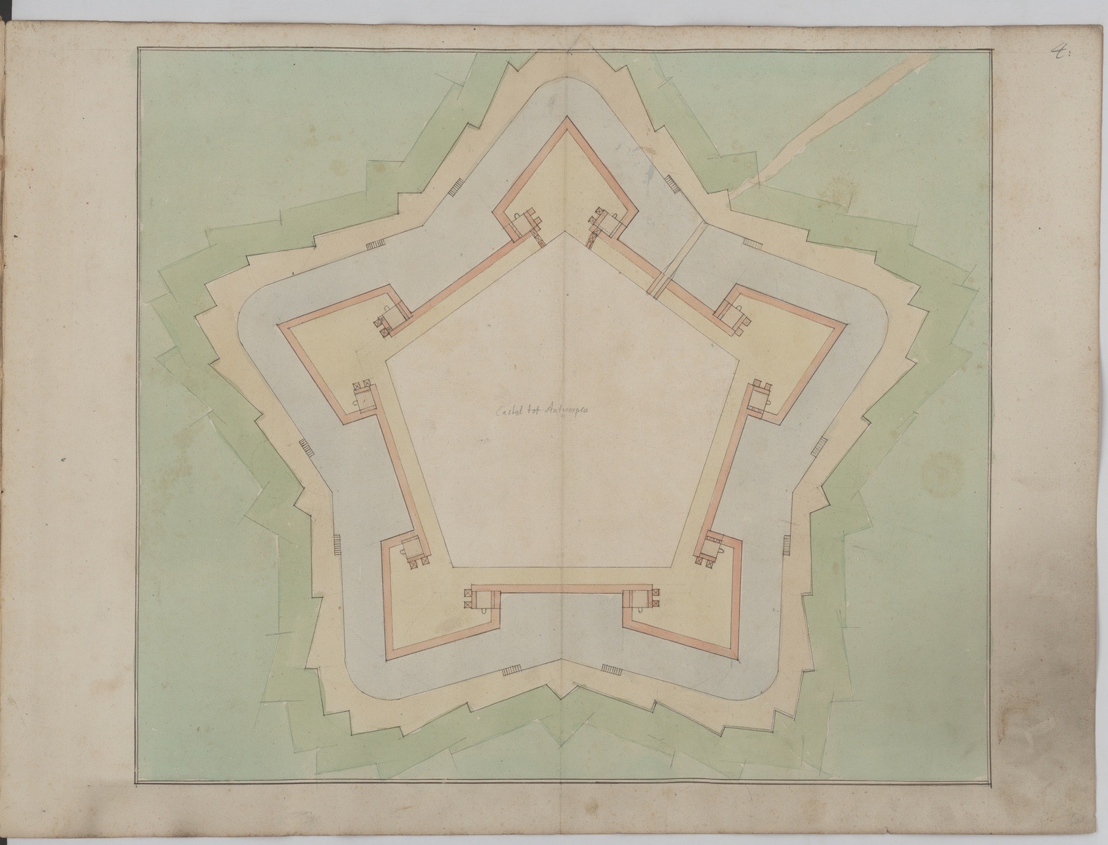 Citadel of Antwerp, hand drawing, before 1695, Citadel of Antwerp