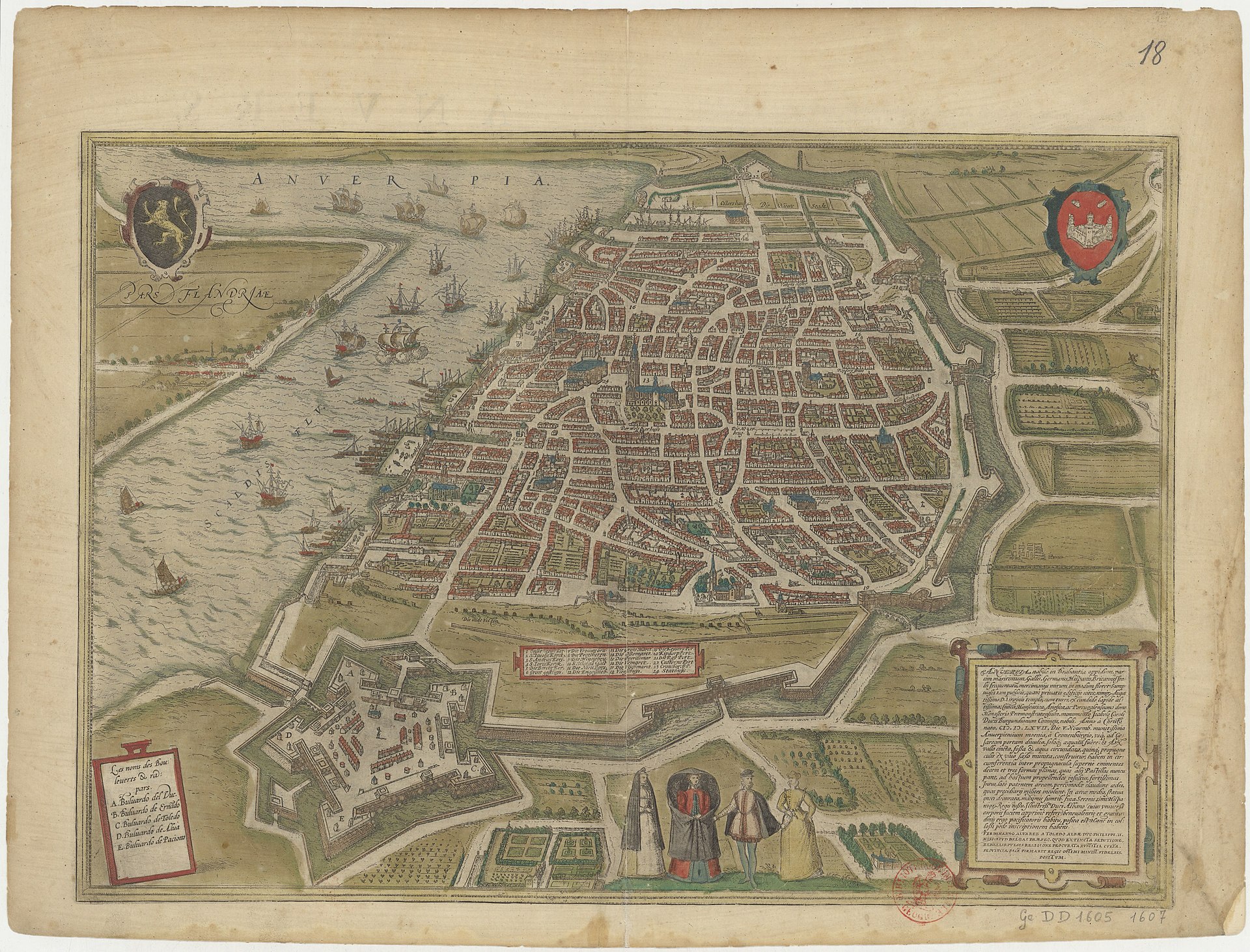 Bird's-eye view of Antwerp (Antverpia), from Braun & Hogenberg's Civitates Orbis Terrarum, Antwerp