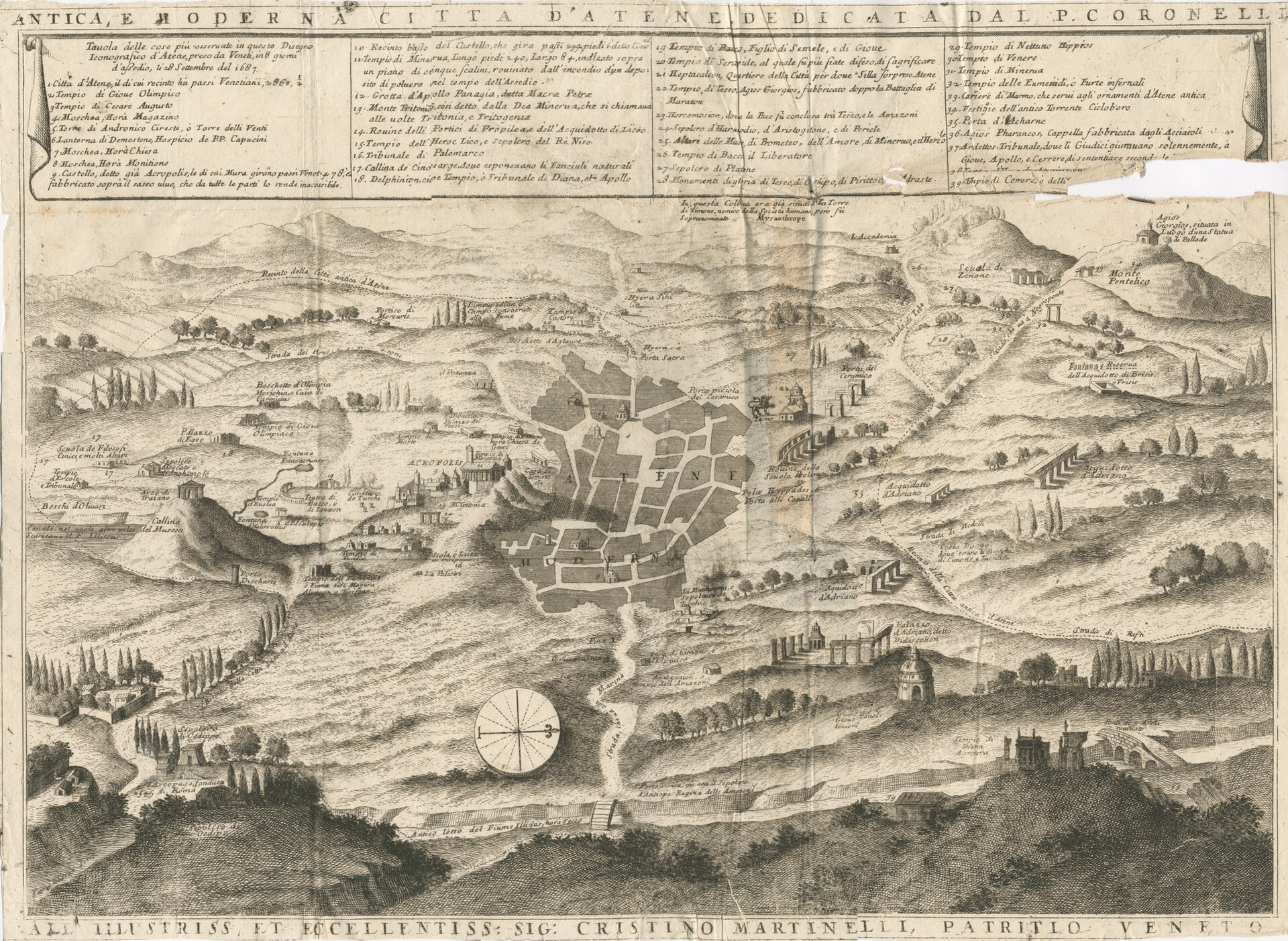 Antica e moderna città d'Atene, from Vincenzo Coronelli's Atlante Veneto, Athens