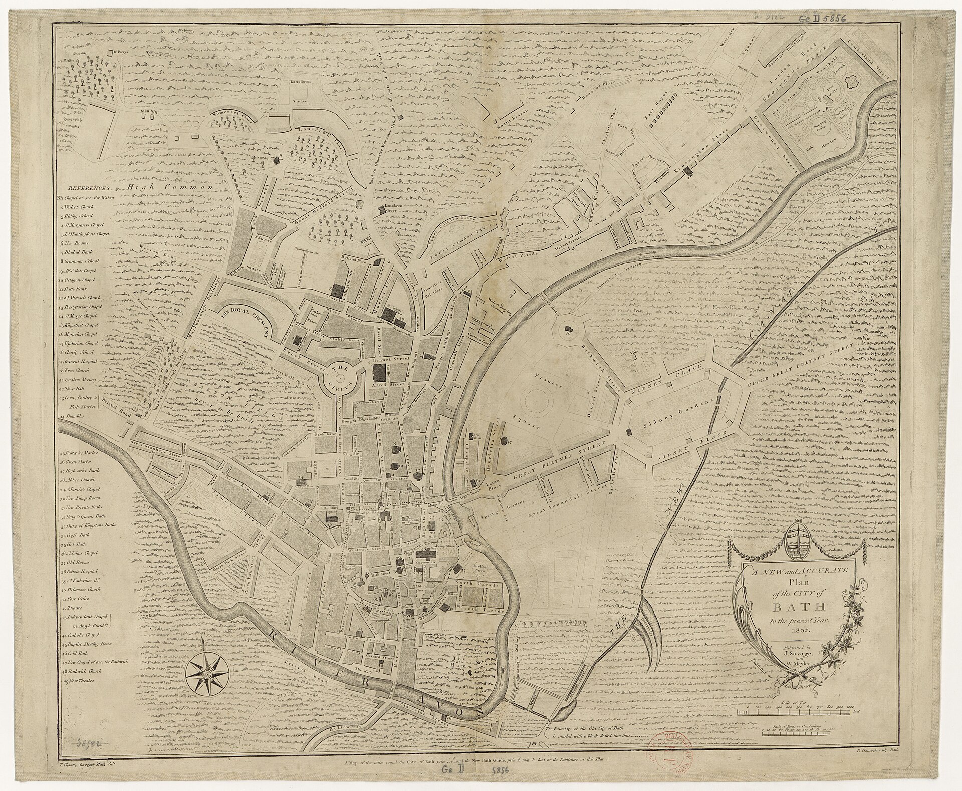 A New and Accurate Plan of the City of Bath, to the present year 1805, Bath