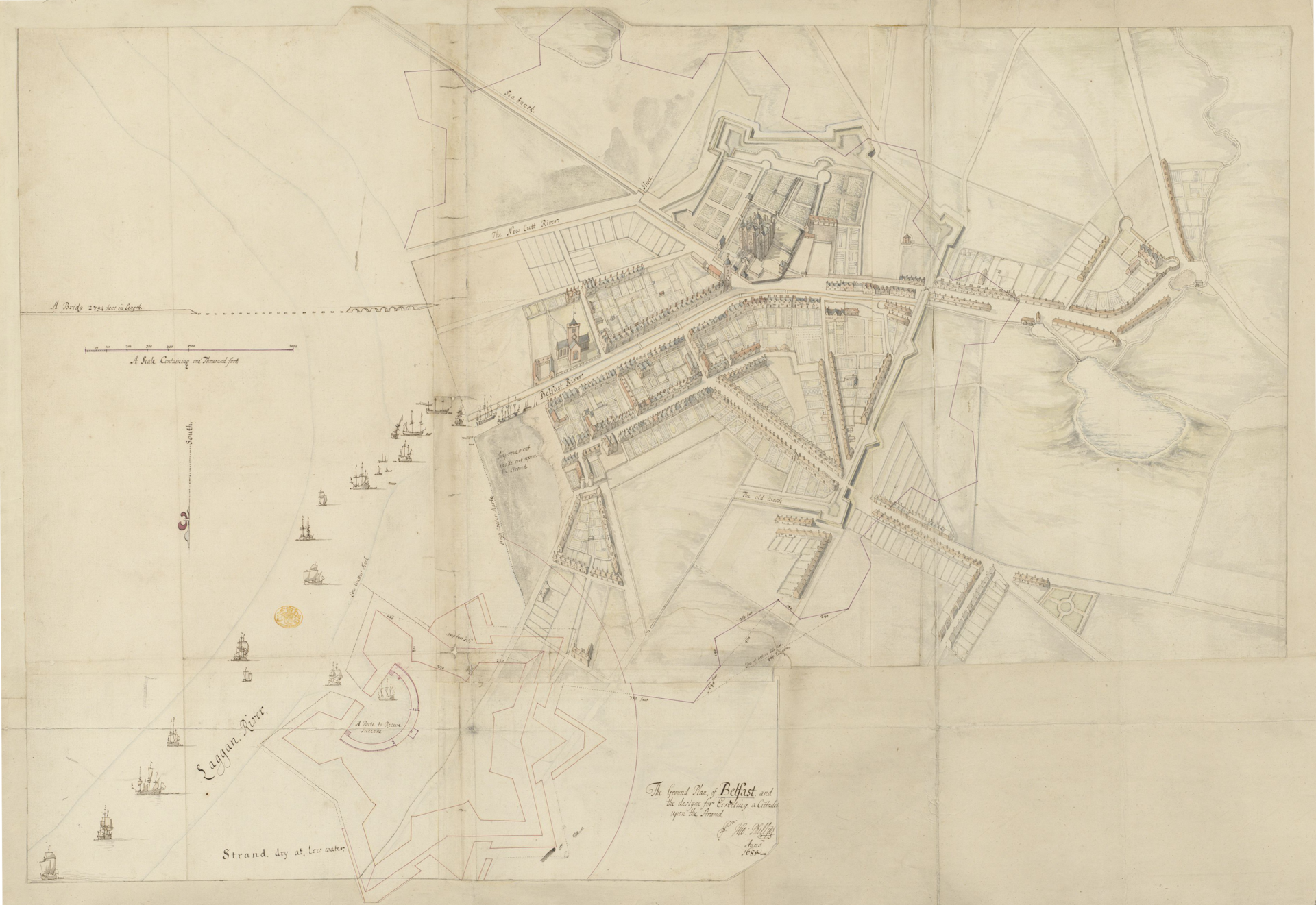 Ground plan of Belfast, by Thomas Phillips (1685), Belfast