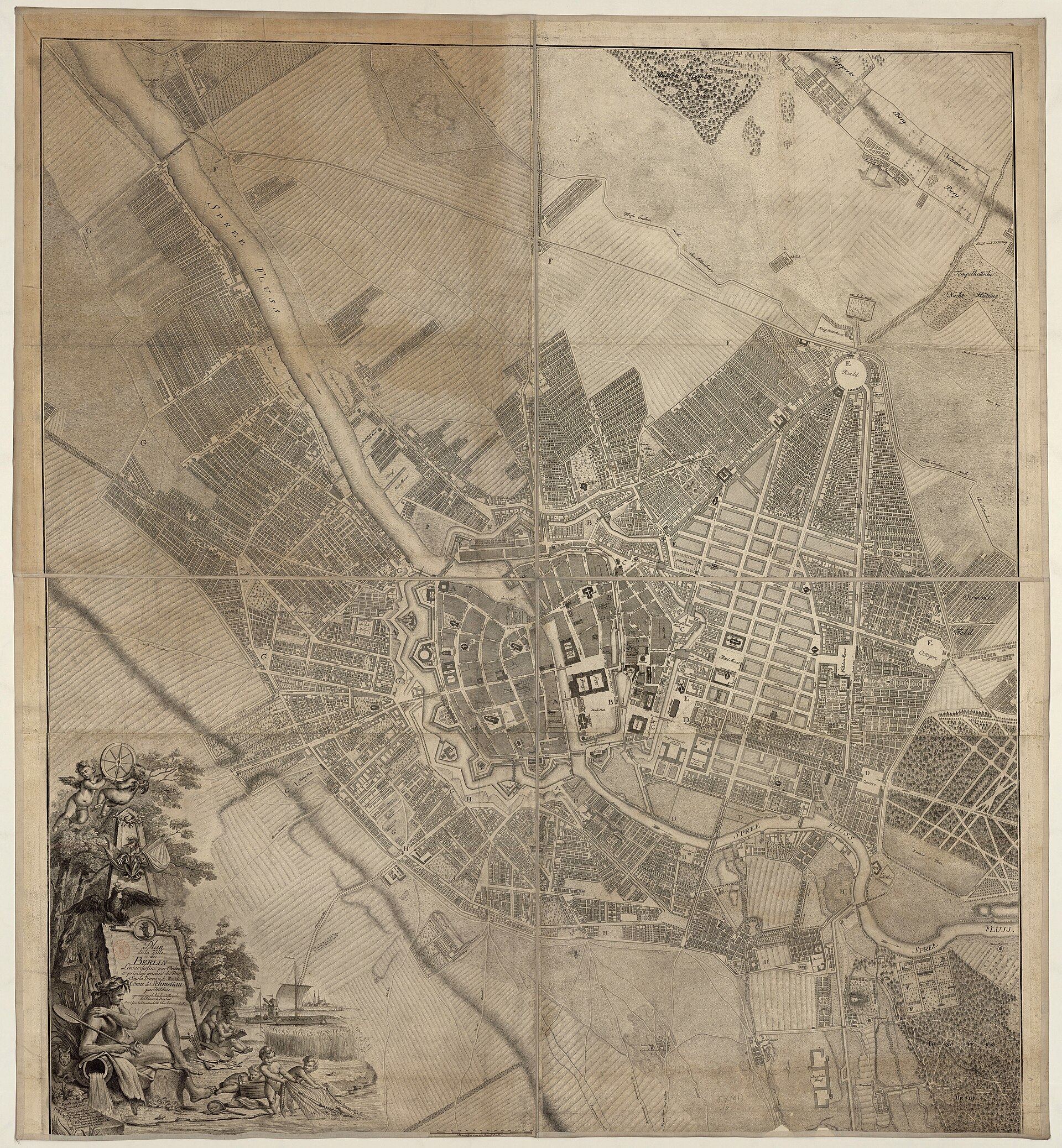 Plan of the city of Berlin by Samuel Graf von Schmettau (1748), Berlin