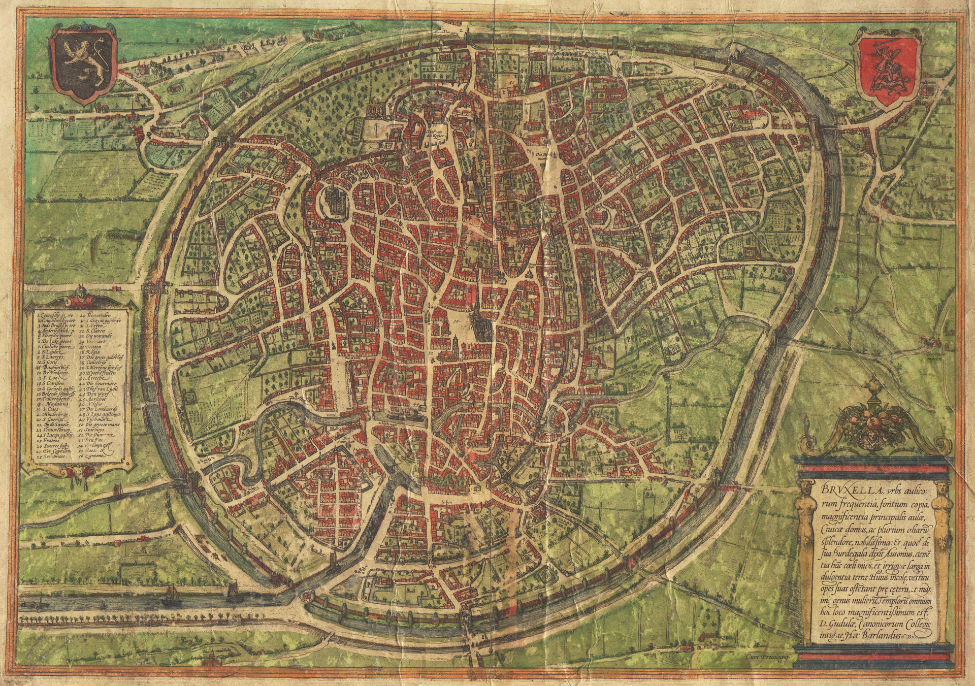 Bird's-eye view of Brussels, from Braun & Hogenberg's Civitates Orbis Terrarum (1572), Brussels