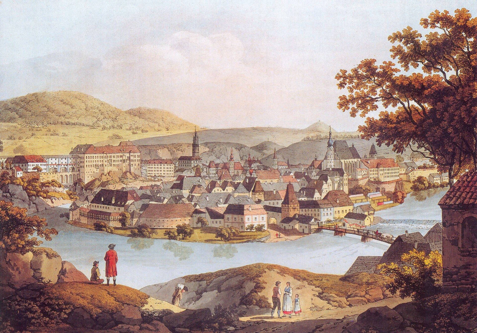 Český Krumlov from the south, by Karel Postl, Český Krumlov