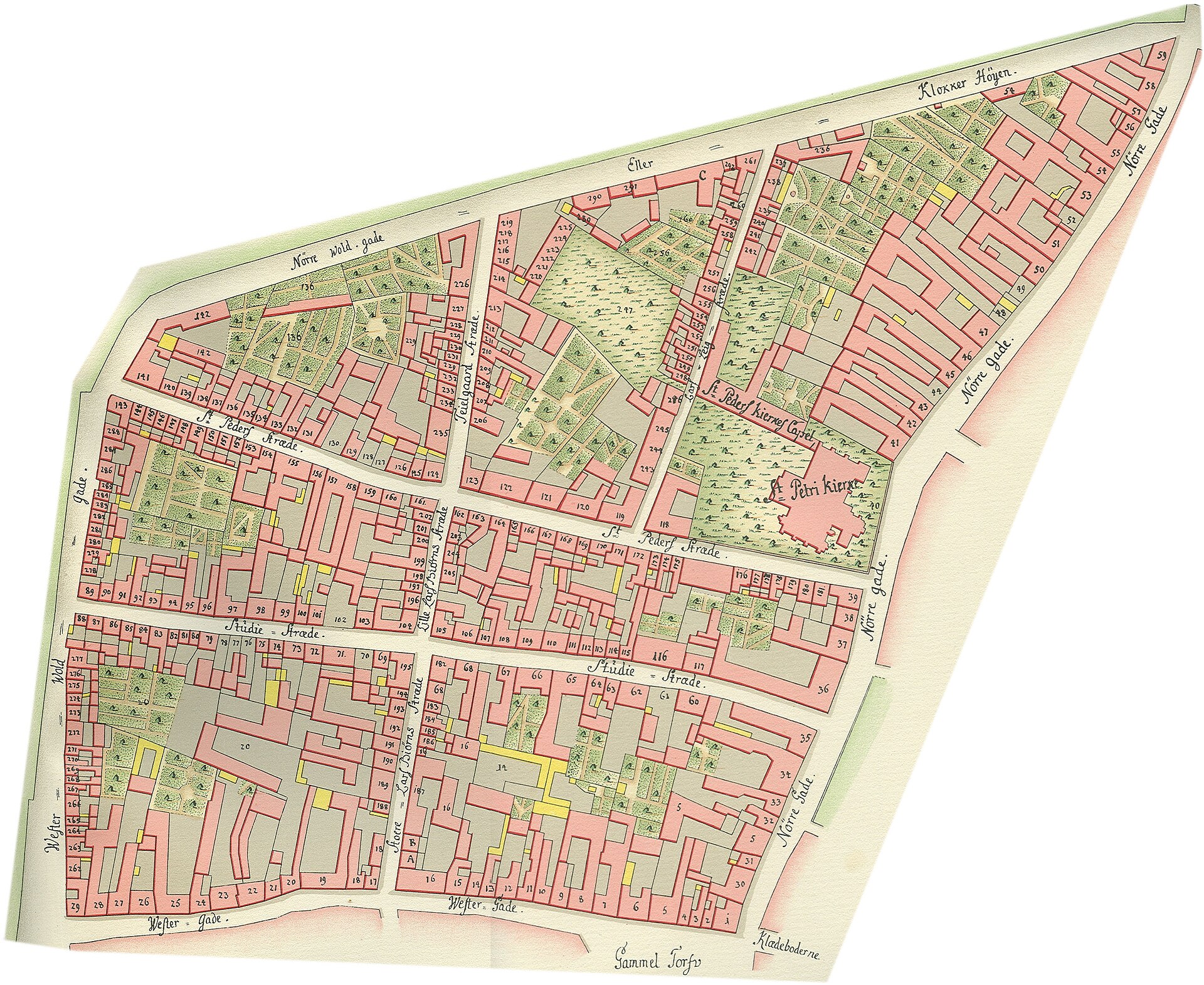 Plan of Copenhagen, Nørre Kvarter (from Gedde's 1757 map), Copenhagen