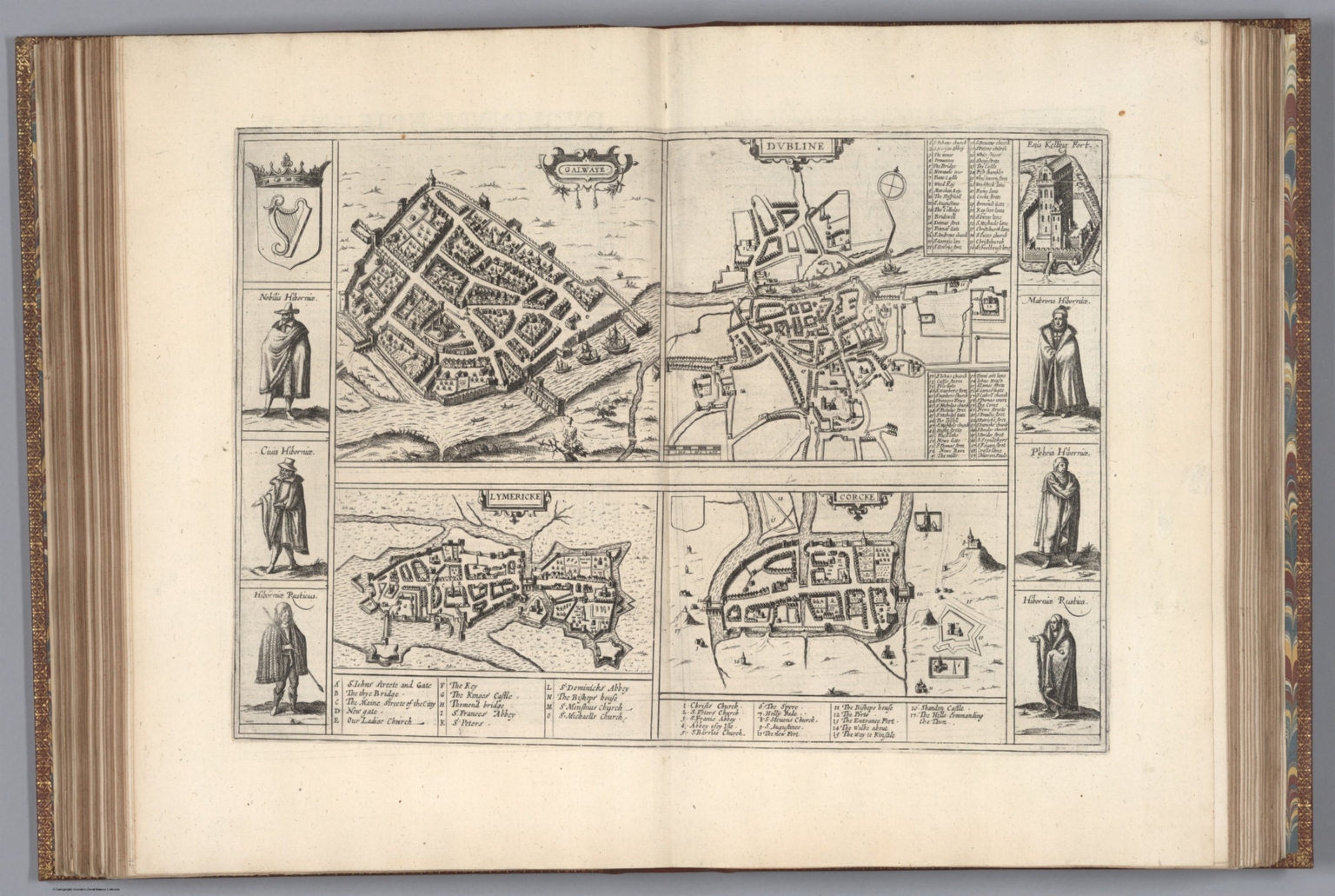 Bird's-eye view of Galwaye (Galway), from Braun & Hogenberg's Civitates Orbis Terrarum, Galway