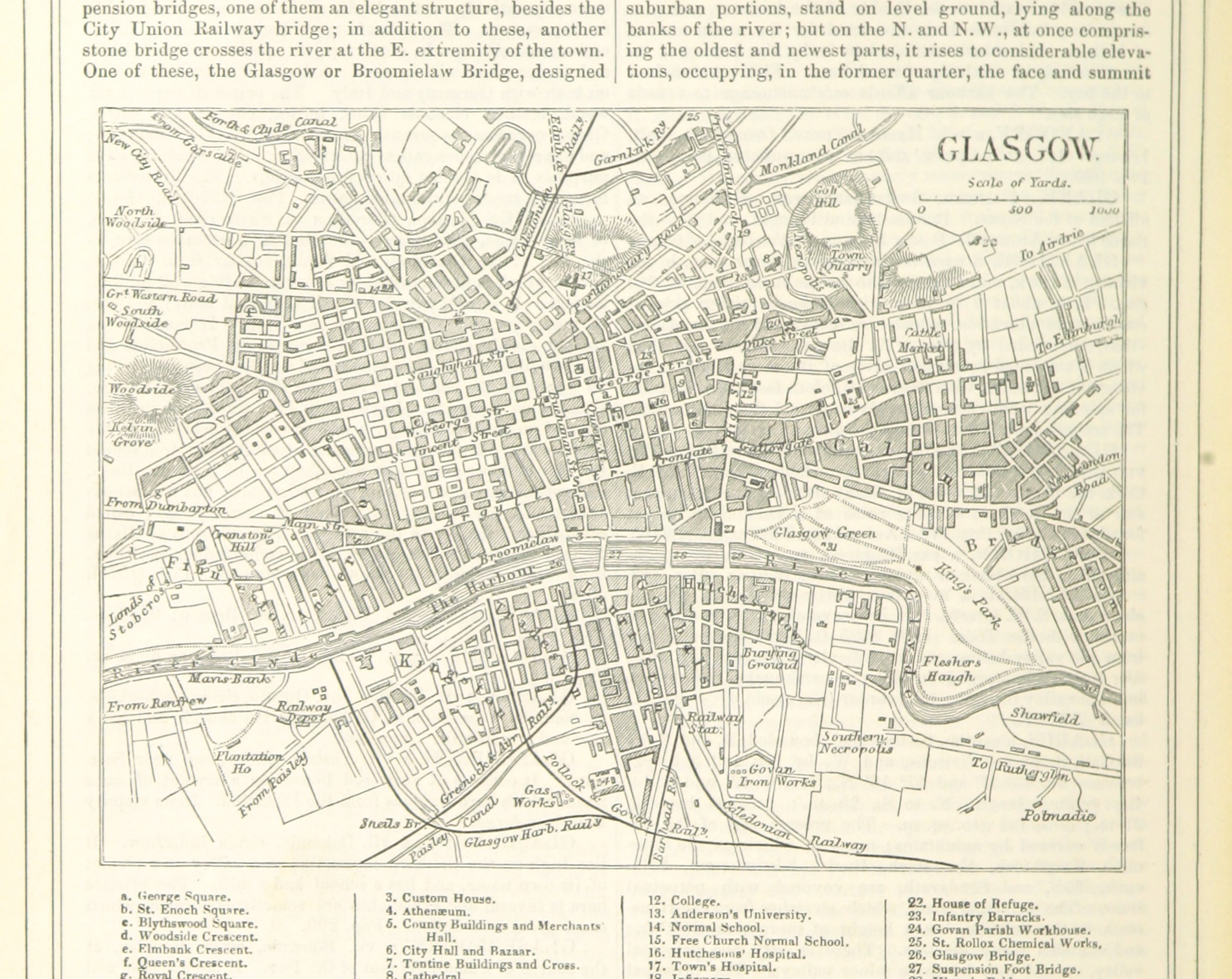 Town plan of Glasgow, from Blackie's Imperial Gazetteer, Glasgow