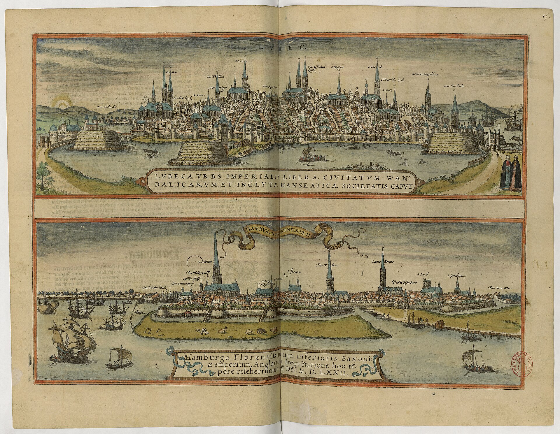 Hamburg, prospect from Braun & Hogenberg's Civitates (Braun & Hogenberg), 1572, Hamburg