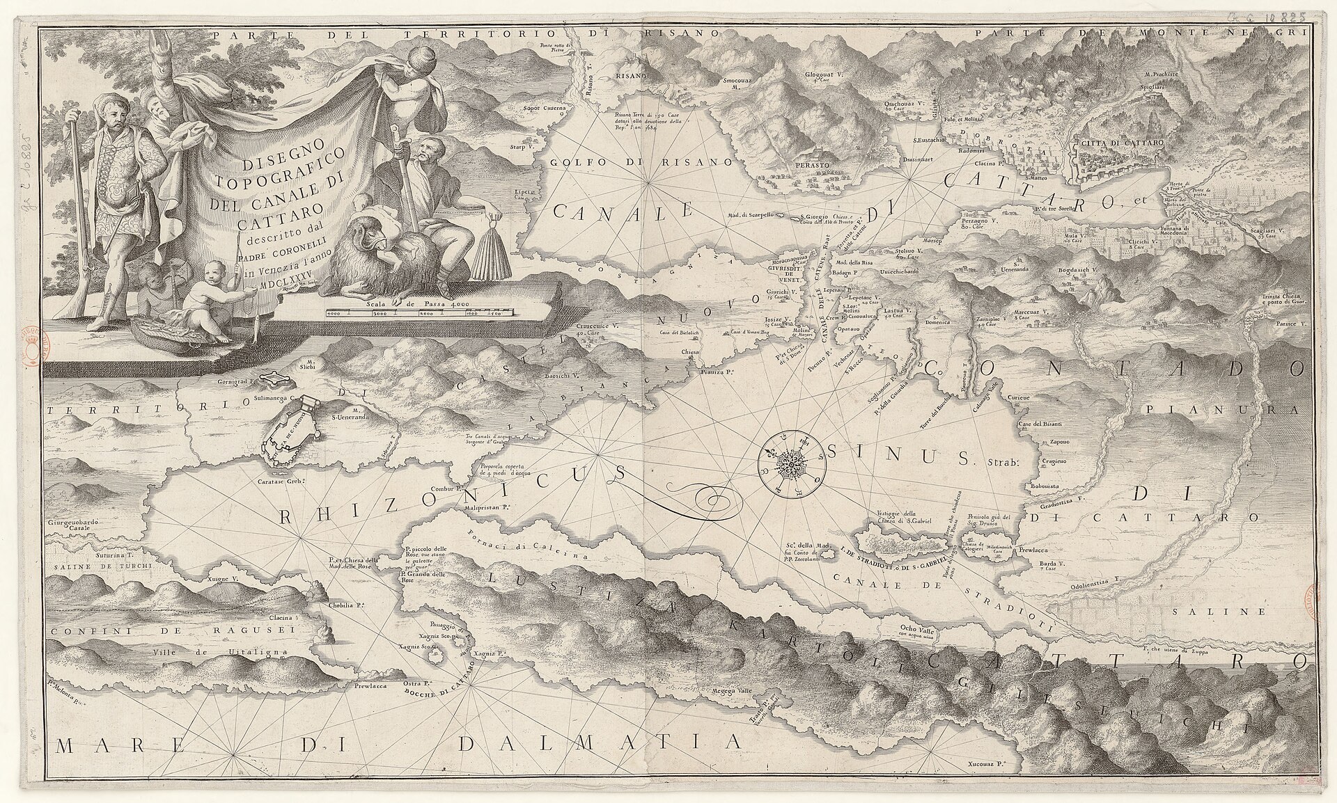 Disegno topografico del Canale di Cattaro, by Vincenzo Maria Coronelli (1685) — Kotor