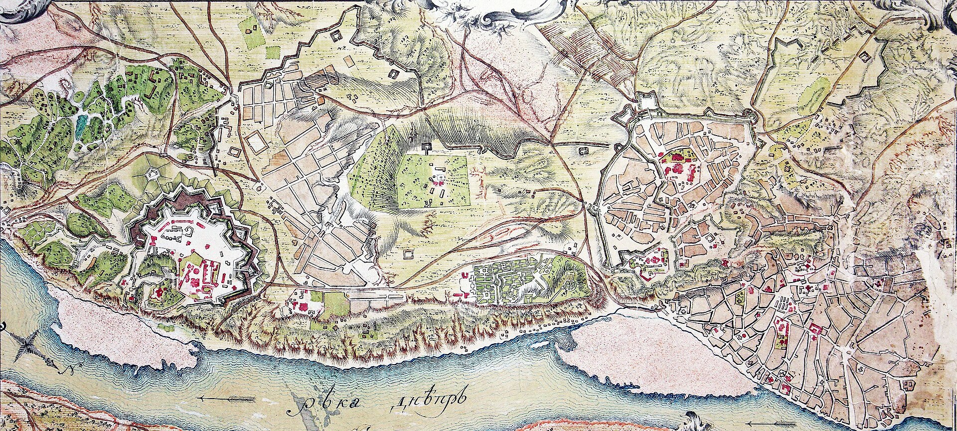 Plan of Kyiv showing Pechersk and Old Kyiv fortresses and Podil (c.1780), Kyiv