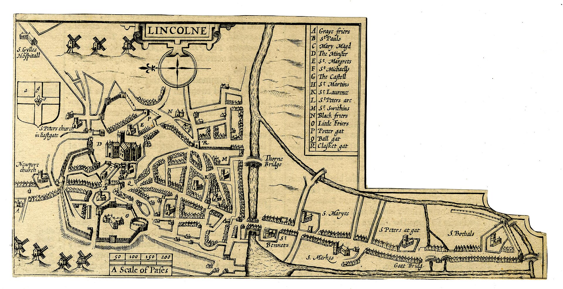 Town plan of Lincolne, 1650 — Lincoln