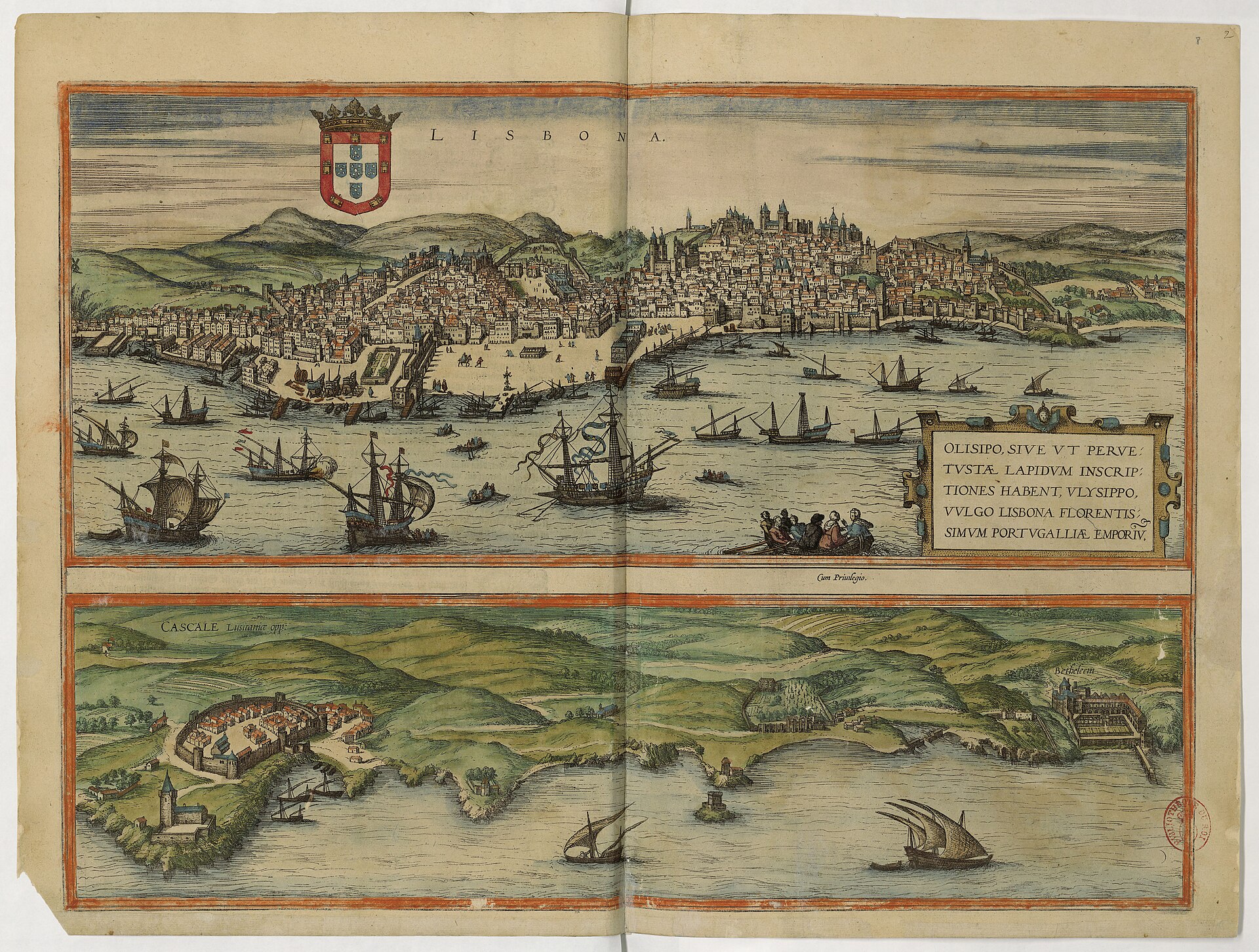 Bird's-eye view of Lisbon, from Braun & Hogenberg's Civitates Orbis Terrarum, Lisbon