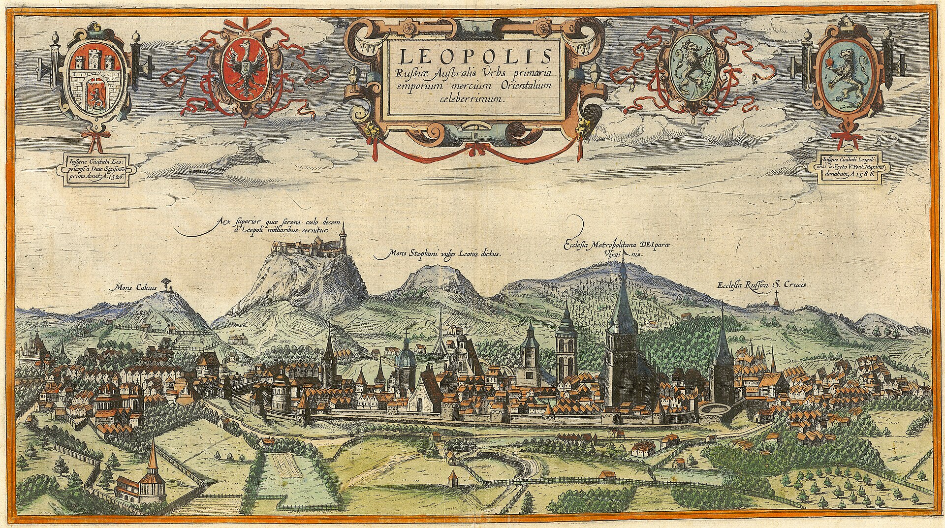 Bird's-eye view of Leopolis (Lviv), from Georg Braun & Frans Hogenberg's Civitates Orbis Terrarum, Lviv