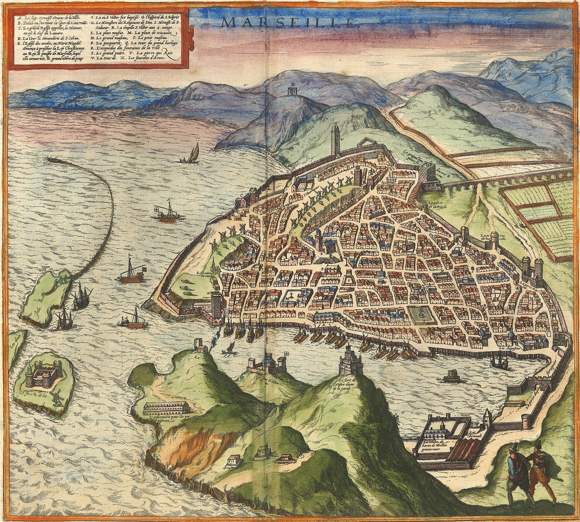 Bird's-eye view of Marseille, from Braun & Hogenberg's Civitates Orbis Terrarum, Marseille