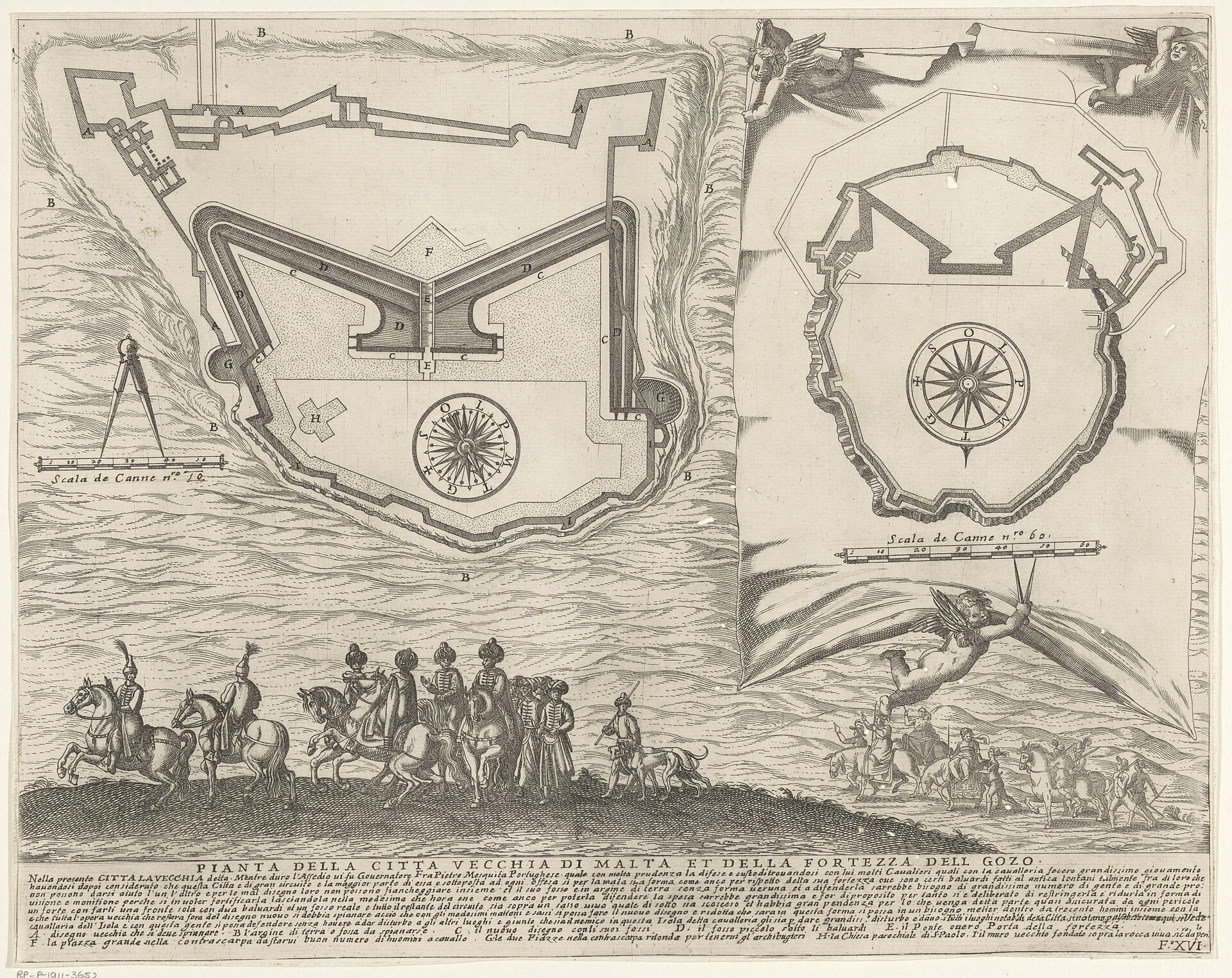 Pianta della Città Vecchia di Malta et della Fortezza dell Gozo (engraved plan) — Mdina