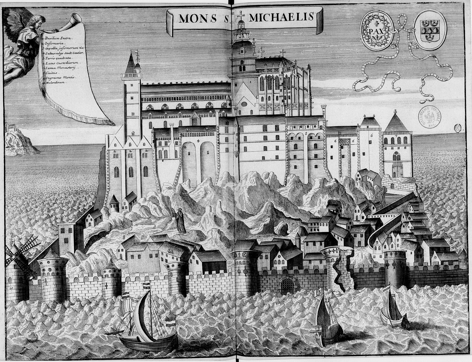 Abbaye du Mont‑Saint‑Michel, from Monasticon Gallicanum — Mont-Saint-Michel