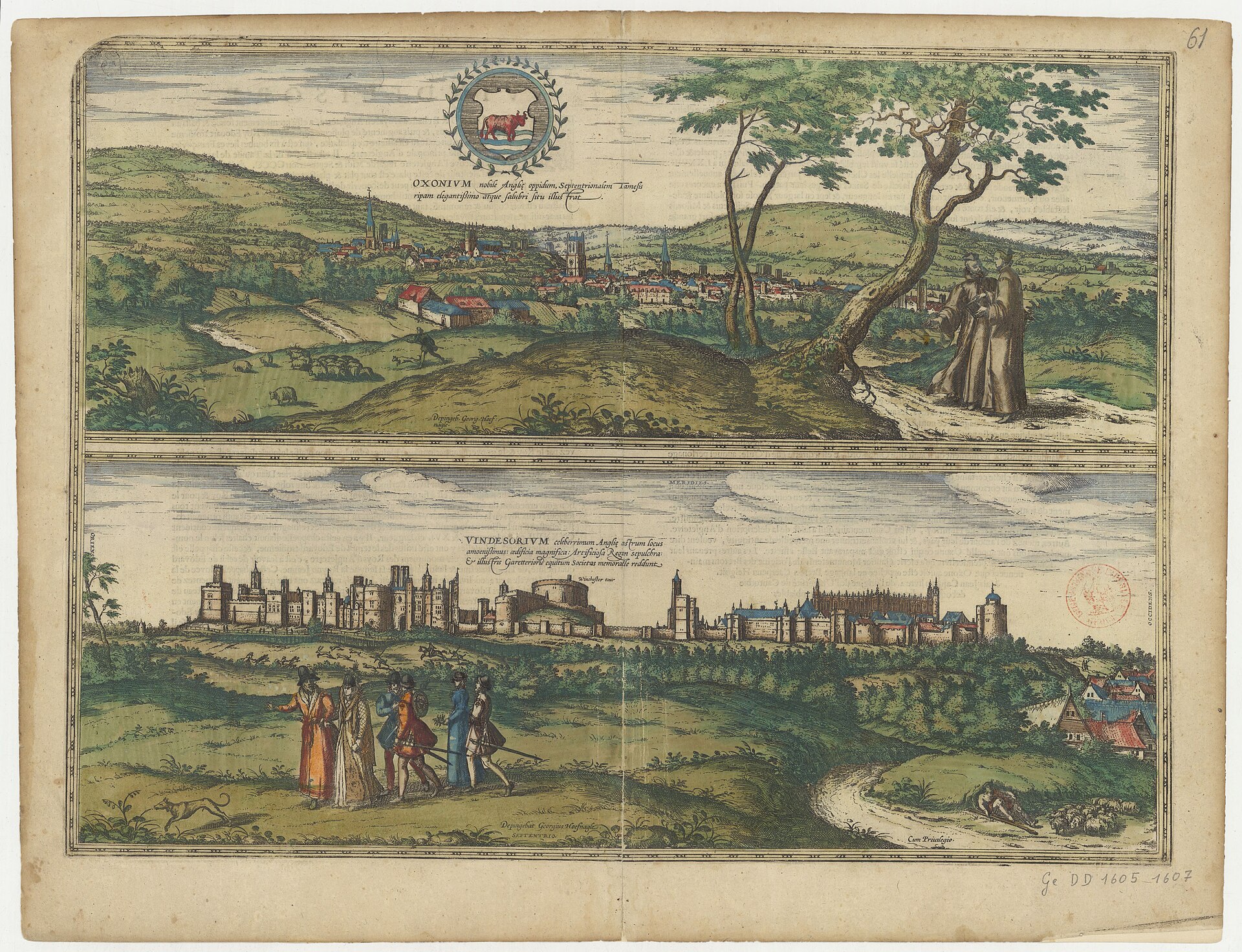 Bird's-eye view of Oxonium (Oxford), from Georg Braun & Frans Hogenberg's Civitates Orbis Terrarum, Oxford