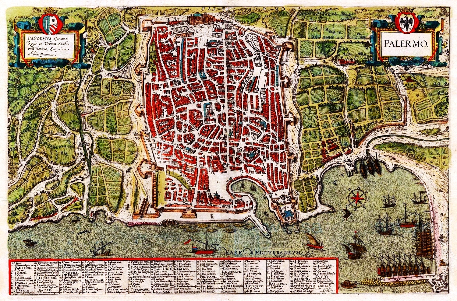Plan of Palermo, from Braun & Hogenberg's Civitates Orbis Terrarum, Palermo