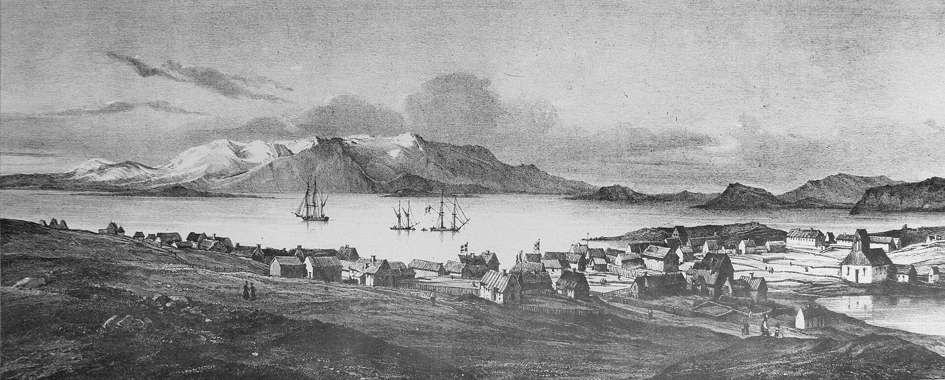 Panorama of Reykjavík taken from the mill, from Gaimard's Voyage en Islande, Reykjavík