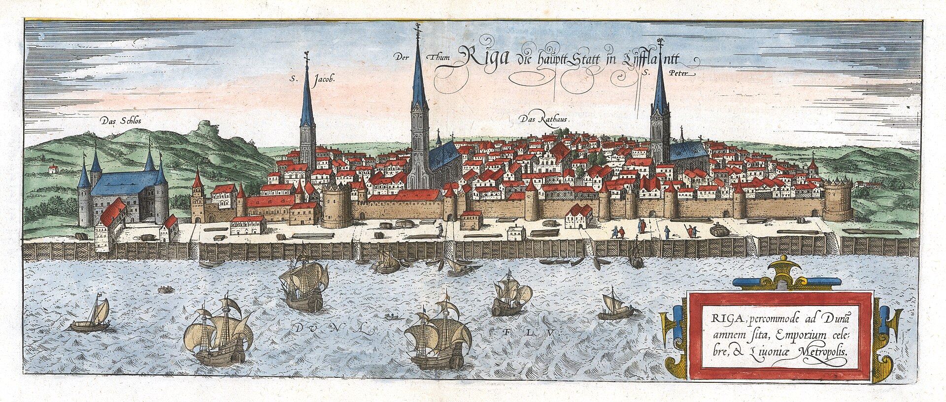 Panorama of Riga, from Braun & Hogenberg's Civitates Orbis Terrarum, Riga