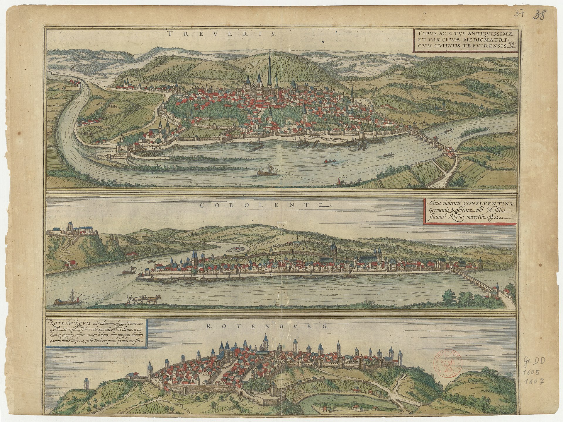 Bird's-eye view of Rothenburg ob der Tauber, from Braun & Hogenberg's Civitates Orbis Terrarum — Rothenburg ob der Tauber