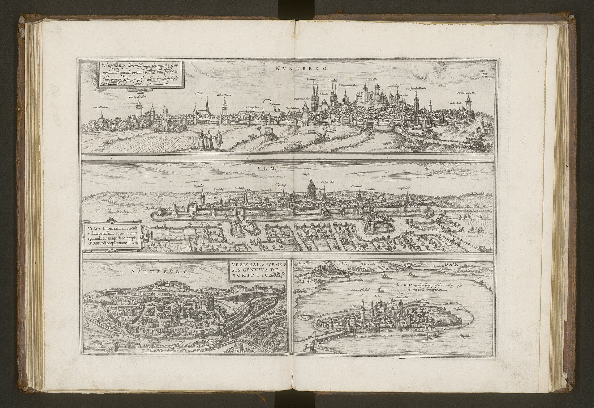 Bird's-eye view of Salzburg, from Braun & Hogenberg's Civitates Orbis Terrarum, Salzburg