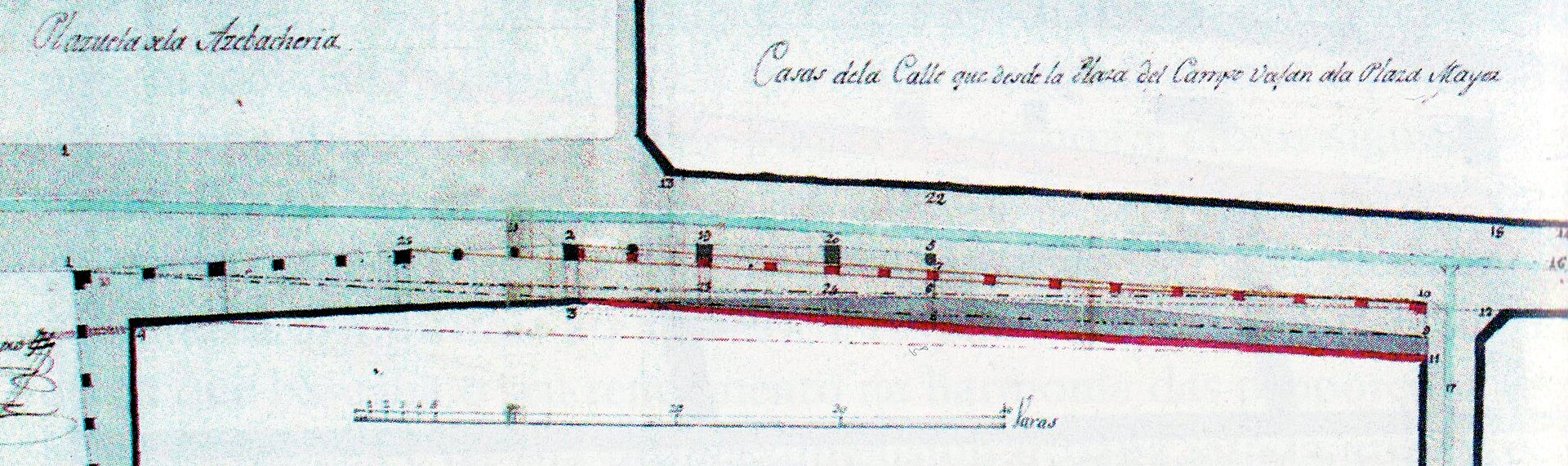 Plan of the Rúa da Acibechería, Santiago de Compostela, by Miguel Ferro Caaveiro, Santiago de Compostela